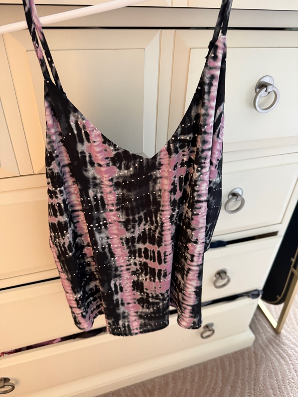 Allison Joy Pink & Black Tie-Dye V-Neck Camisole
